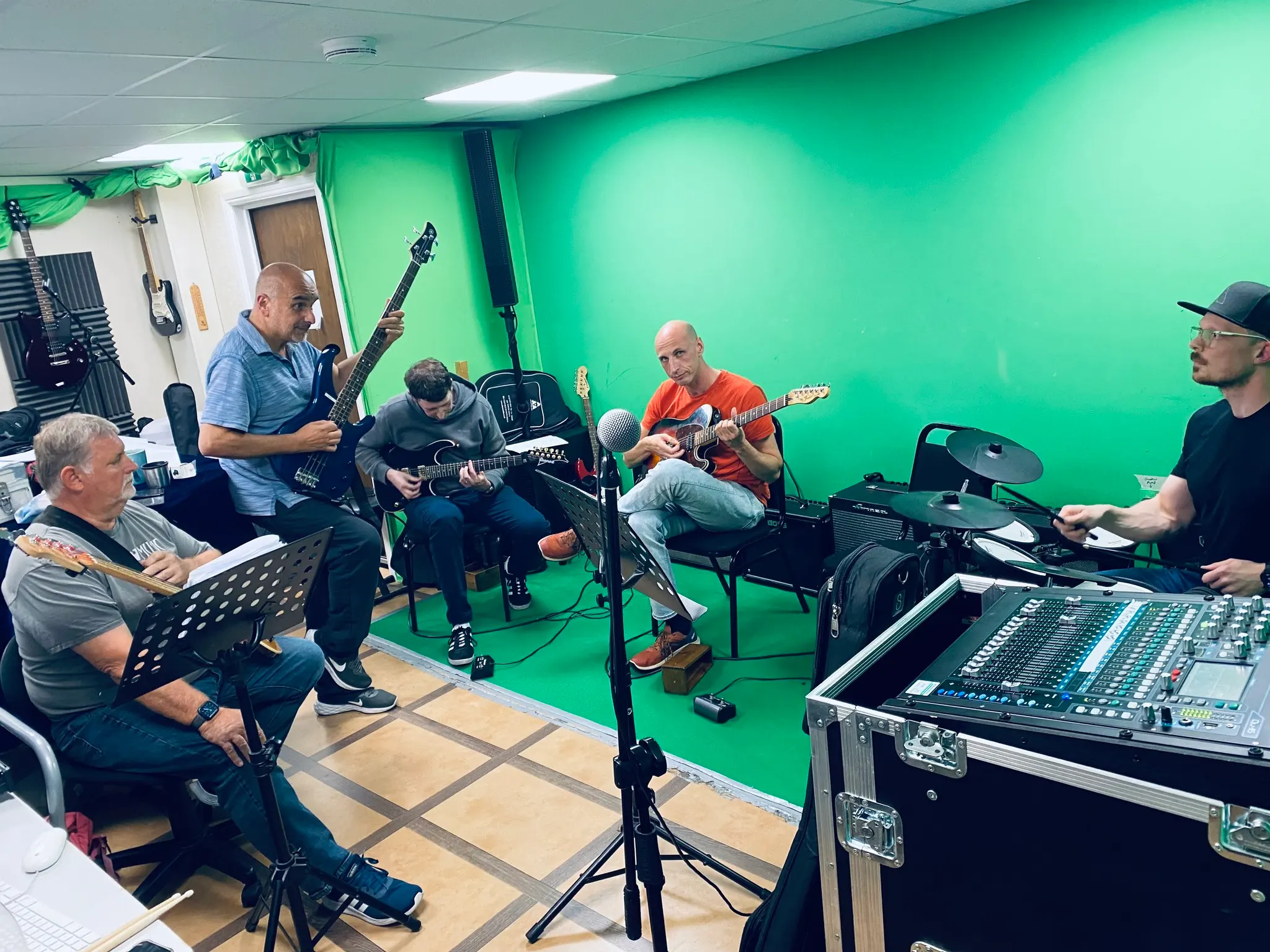 Band in the studio.